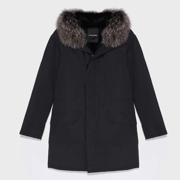 Yves Salomon Army ICONIC COTTON BLEND AND FUR PARKA - Picture 1 of 3